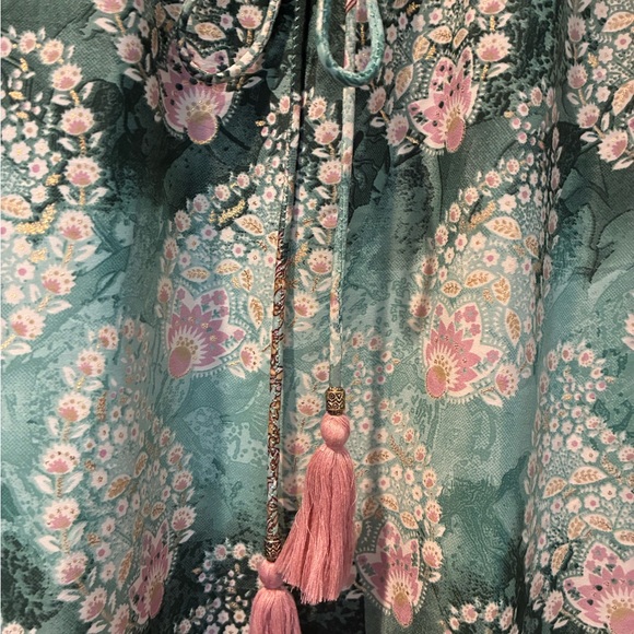 Chelsea & Theodore Green Floral Maxi Skirt with Ruffle Hem - Picture 4 of 7